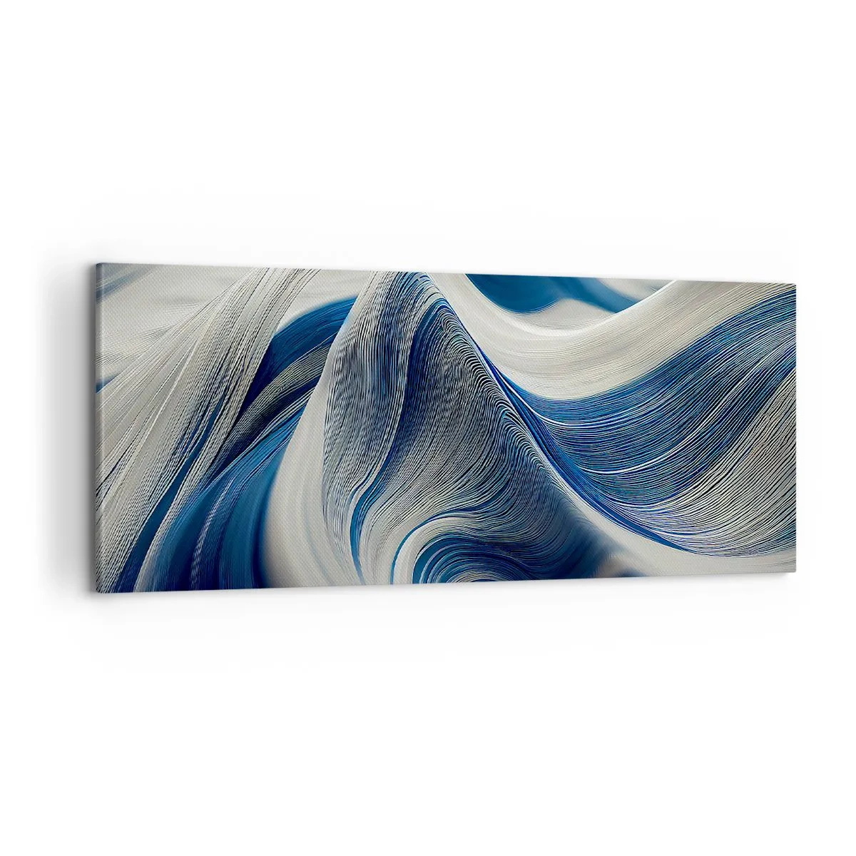 Quadro su tela - Stampe su Tela - Fluidità di blu e di bianco - 100x40 cm