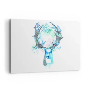 Quadro su tela - Stampe su Tela - Una grafica stravagante di un cervo con un motivo naturale e a farfalla - 120x80cm - La forza e la delicatezza della natura - Decorazione murale moderna per soggiorno e camera da letto ARTTOR