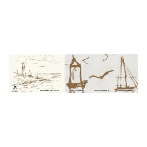 Campione di Fotomurale Premium Canvas - Schizzo dei ricordi d'estate - Grafica, Costa, Faro - 100x30 cm