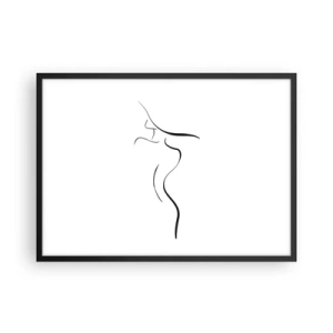 Poster in cornice nera - Profilo minimalista di una silhouette femminile su uno sfondo bianco - 70x50cm - Inafferrabile come un'onda - Decorazione murale moderna per soggiorno e camera da letto ARTTOR