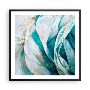 Poster in cornice nera - Astrazione blu con motivi d'oro - 60x60 cm