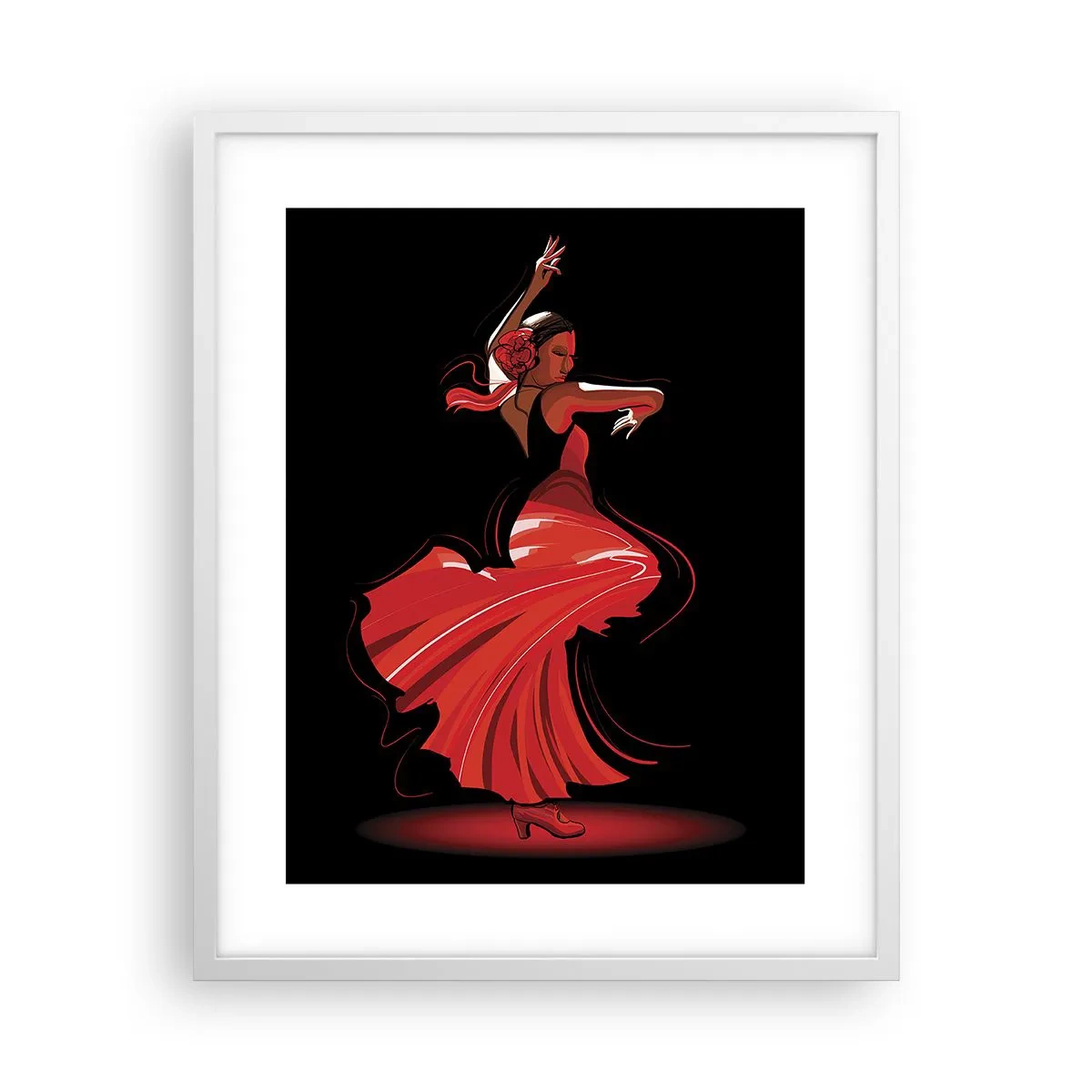 Poster in cornice bianca - Lo spirito focoso del flamenco - 40x50 cm