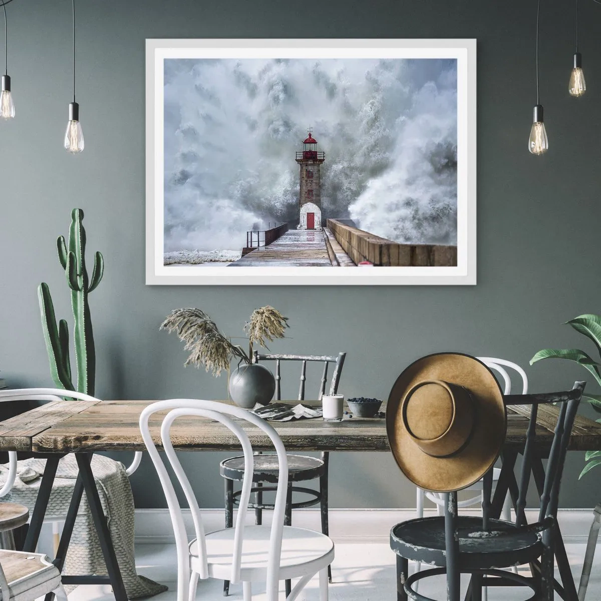 Poster in cornice bianca - Fragore delle acque, rumore di tempesta - 70x50 cm