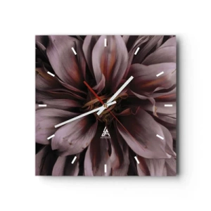 Orologio da parete - Orologio in Vetro - Dettaglio ravvicinato di un grande fiore in colori tenui - 30x30cm - Cuore d'aprile - Decorazione murale moderna per soggiorno e camera da letto ARTTOR