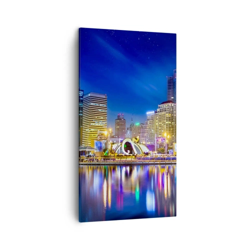 Quadro su tela - Stampe su Tela - Notte multicolore della metropoli - 45x80 cm