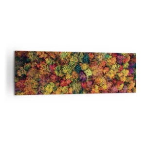 Quadro su tela - Stampe su Tela - Chiome di alberi colorati nella tavolozza autunnale - 160x50cm - Il bouquet degli alberi d'autunno - Decorazione murale moderna per soggiorno e camera da letto ARTTOR