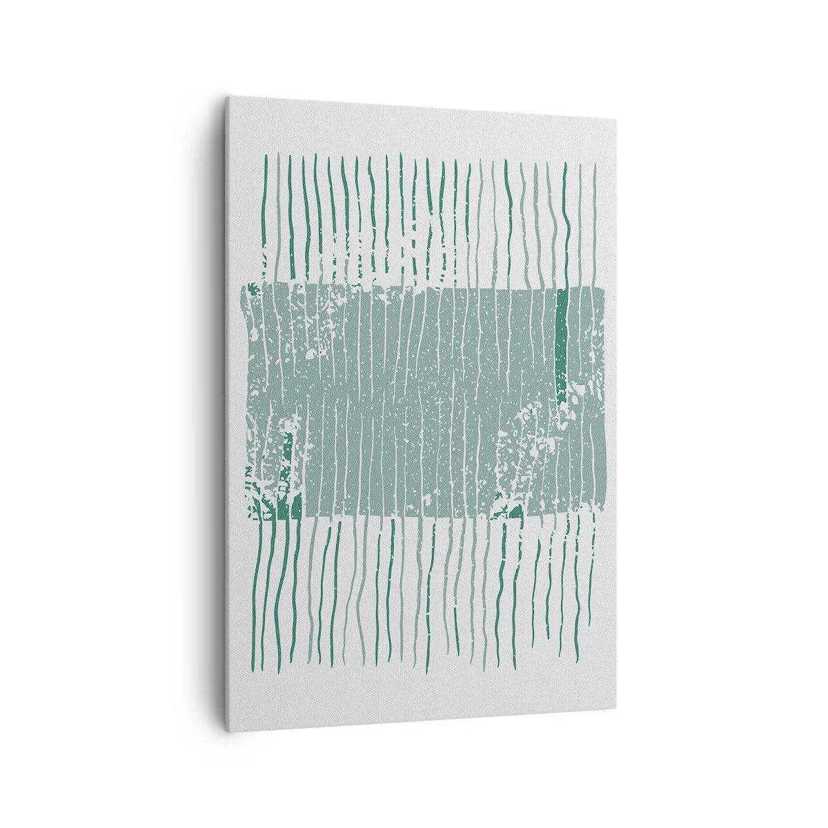 Quadro su tela - Stampe su Tela - Motivo geometrico nei toni del verde mare e del bianco - 70x100cm - Astrazione marina - Decorazione murale moderna per soggiorno e camera da letto ARTTOR