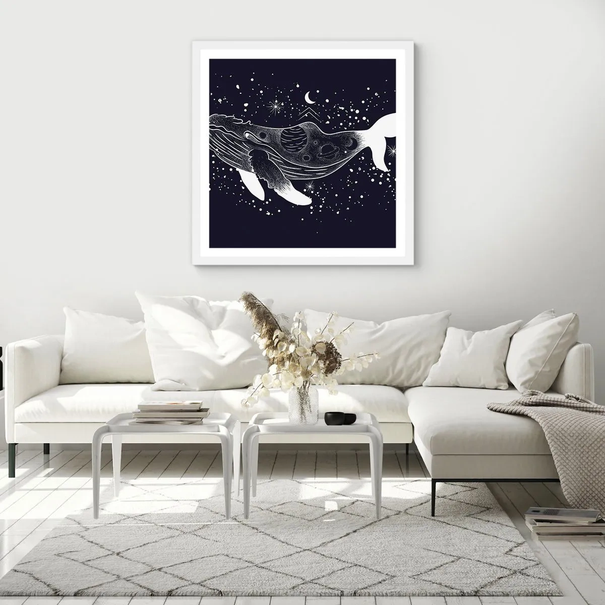 Poster in cornice bianca - Nell'oceano dell'universo - 30x30 cm