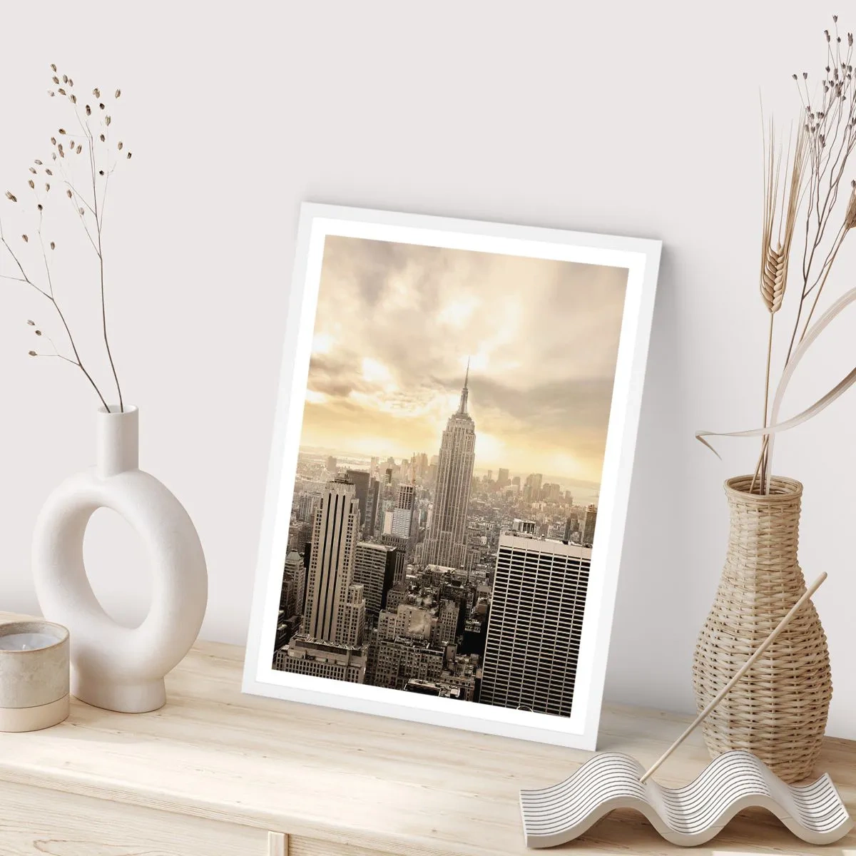Poster in cornice bianca - New York in grigio - 70x100 cm