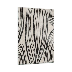 Quadro su vetro - Onde di linee nere su uno sfondo chiaro - 50x70cm - Una palude di linee - Decorazione murale moderna per soggiorno e camera da letto ARTTOR