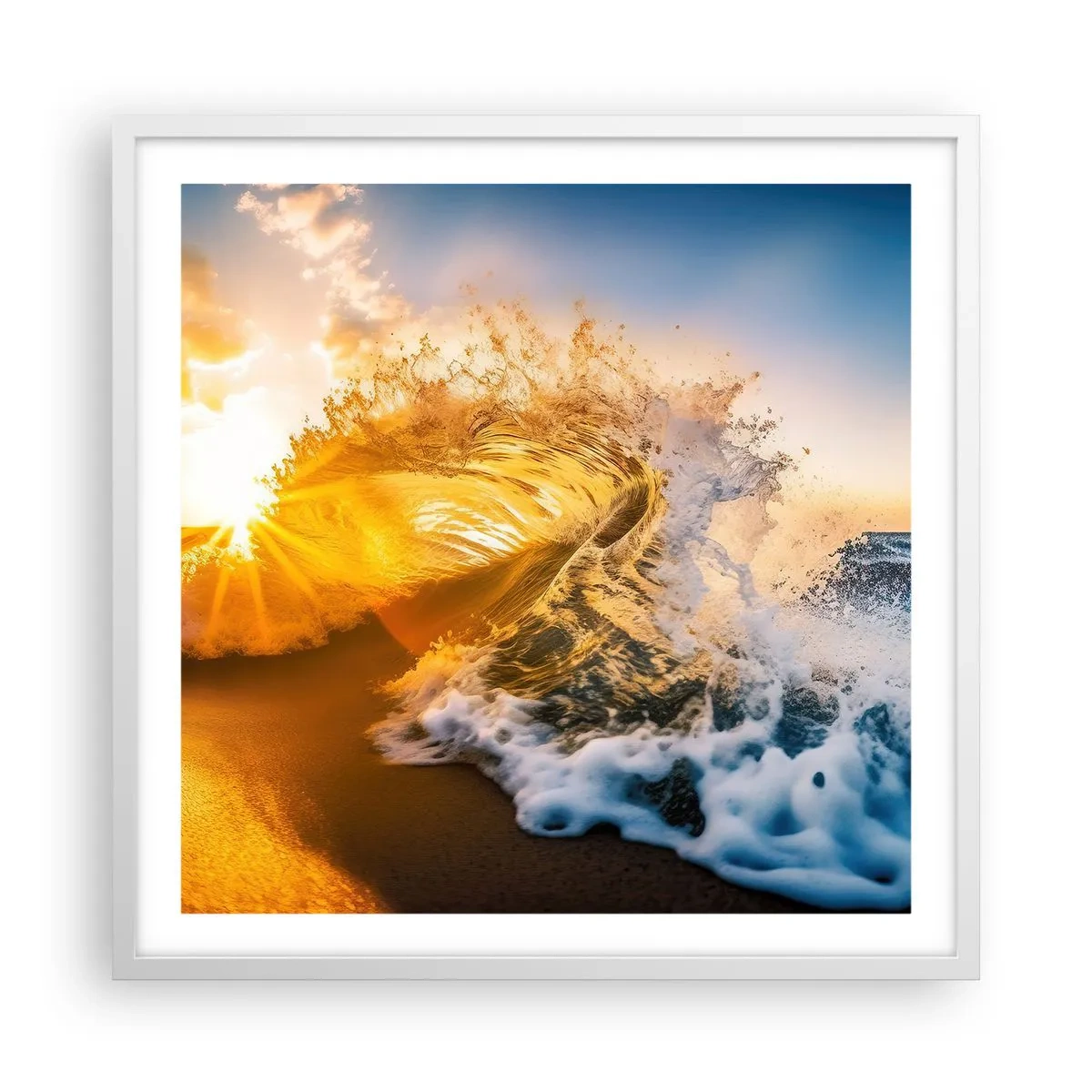 Poster in cornice bianca - Gioco sulla sabbia - 60x60 cm