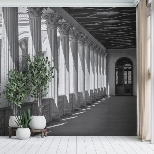 Fotomurale su misura Adesiva Deluxe Sticker - Portico soleggiato - Colonne, Architettura, Classico
