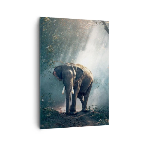 Quadro su tela - Stampe su Tela - Elefante nella luce della foresta - 70x100cm - Tranquilla passeggiata - Decorazione murale moderna per soggiorno e camera da letto ARTTOR