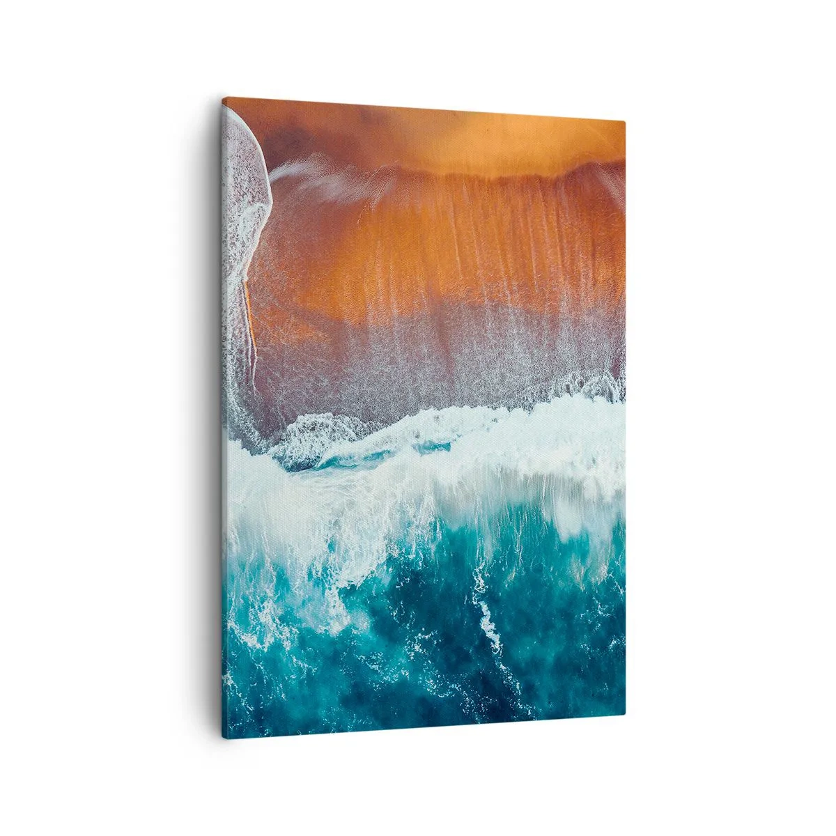 Quadro su tela - Stampe su Tela - Una vista delle onde dell'oceano che si infrangono sulla spiaggia dorata - 50x70cm - Il tocco dell'oceano - Decorazione murale moderna per soggiorno e camera da letto ARTTOR