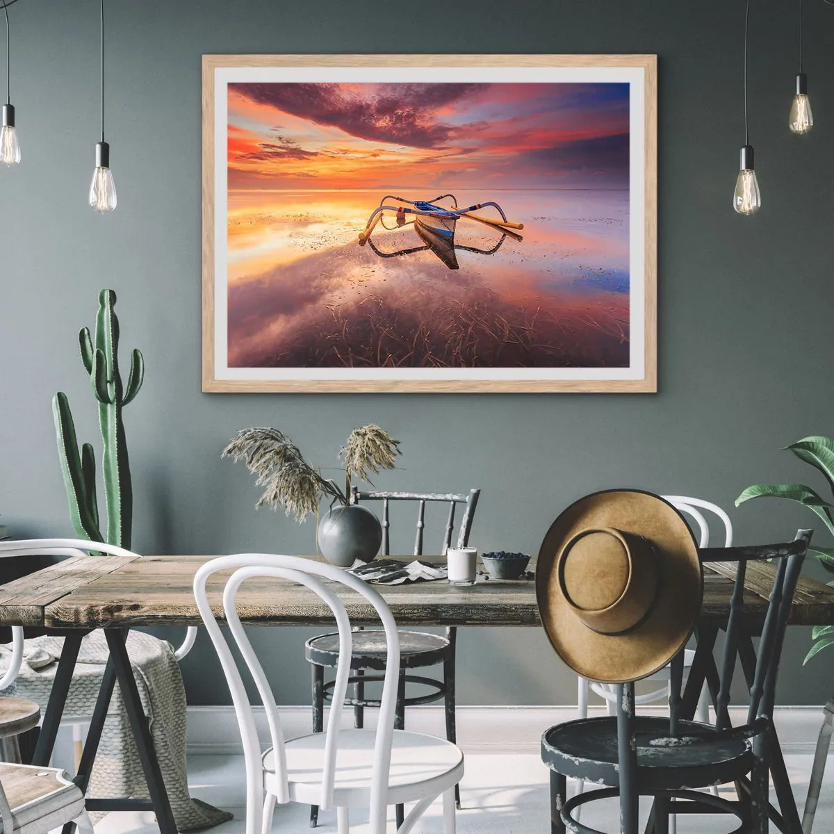 Poster in cornice rovere chiaro - La pace della sera tropicale - 40x30 cm
