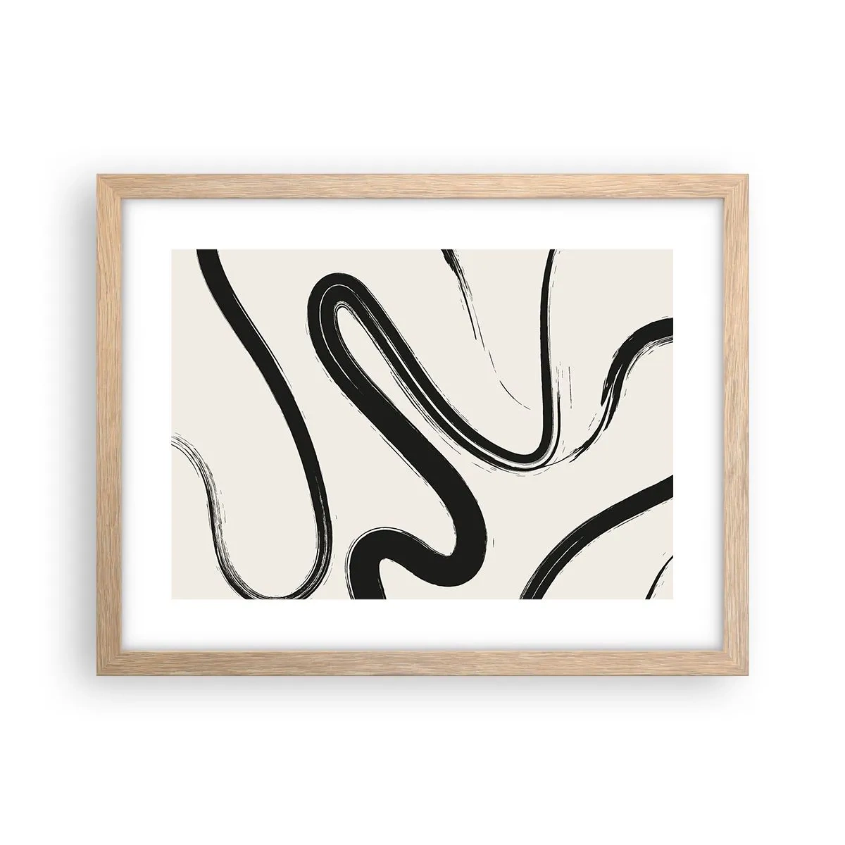 Poster in cornice rovere chiaro - Capriccio bianco e nero - 40x30 cm