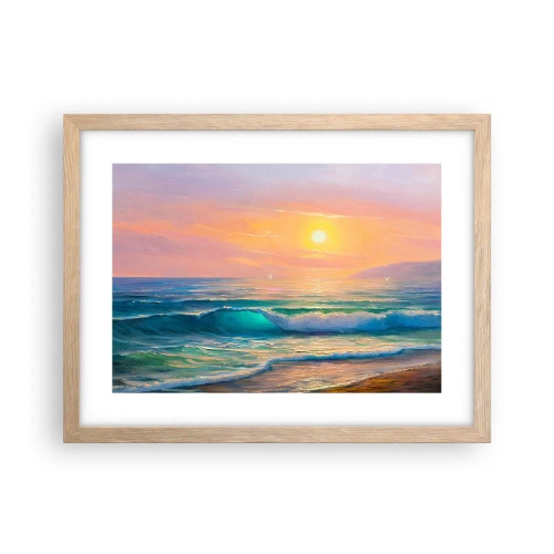 Poster in cornice rovere chiaro - Il canto turchese delle onde - 40x30 cm