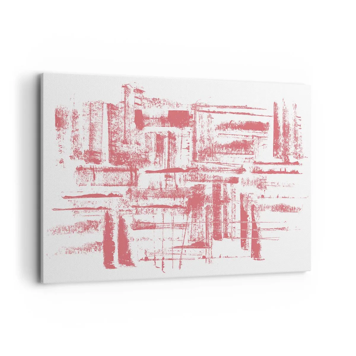 Quadro su tela - Stampe su Tela - Texture astratte rosa su sfondo bianco - 100x70cm - Città rossa - Decorazione murale moderna per soggiorno e camera da letto ARTTOR