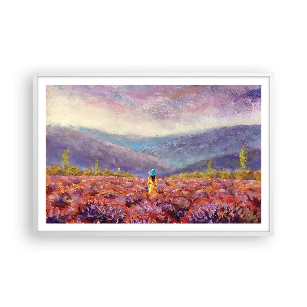 Poster in cornice bianca - Nel mondo di lavanda - 91x61 cm