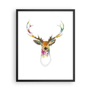 Poster in cornice nera - Mite cerbiatto immerso nel colore - 40x50 cm