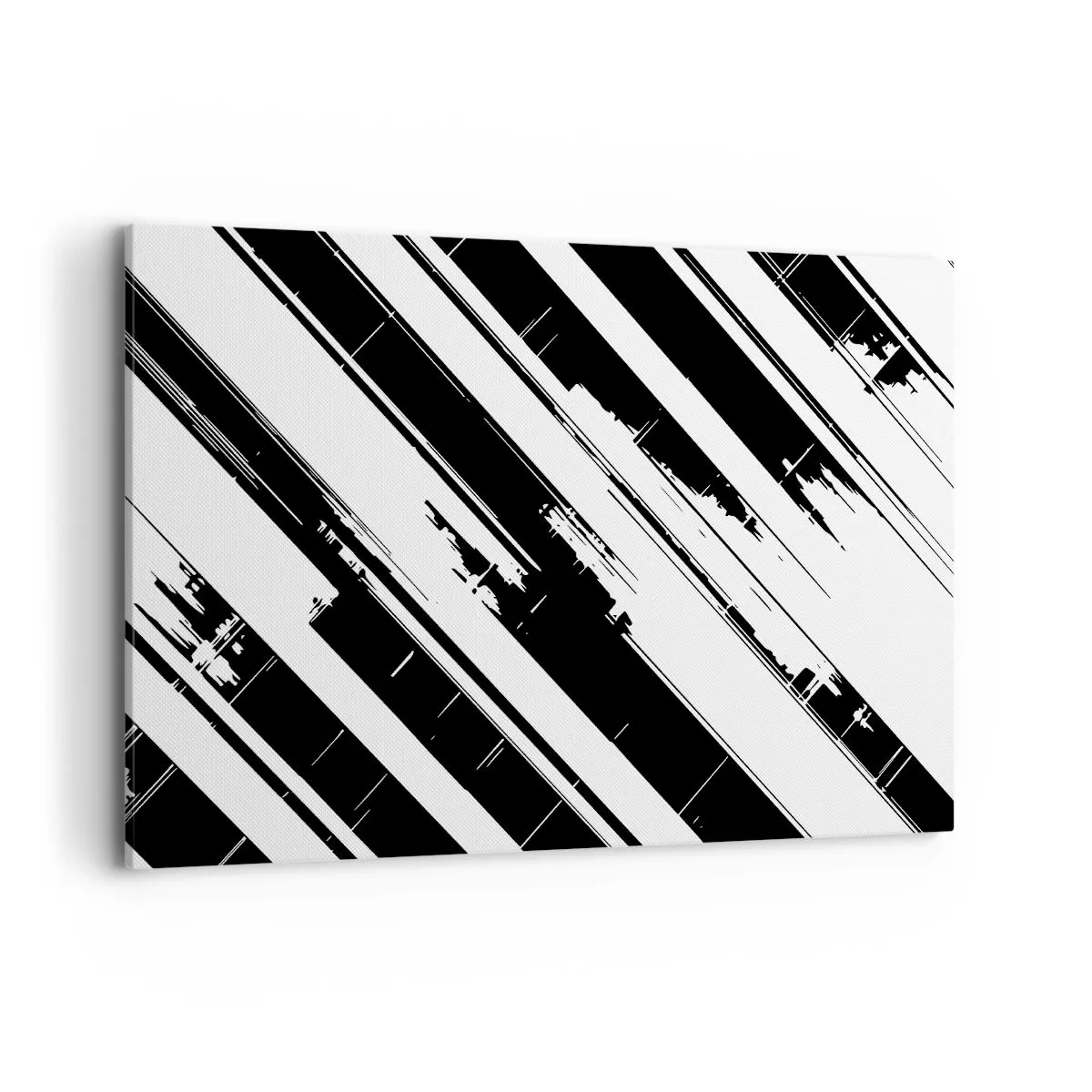 Quadro su tela - Stampe su Tela - Linee in bianco e nero e motivi geometrici in stile moderno - 120x80cm - Composizione intensa e dinamica - Decorazione murale moderna per soggiorno e camera da letto ARTTOR