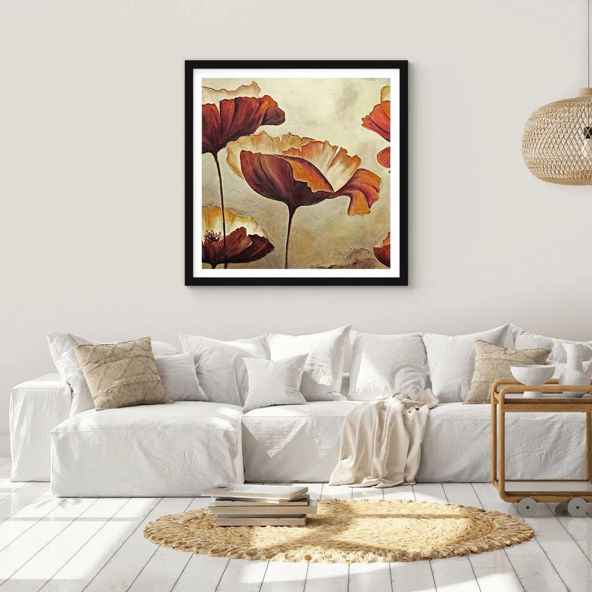 Poster in cornice nera - Nei prati e nei campi - 40x40 cm