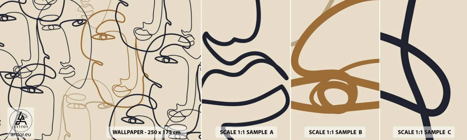 Campione di Fotomurale Adesivo Deluxe Sticker - Ritratto multiplo - Astrazione, Viso, Grafica - 100x30 cm