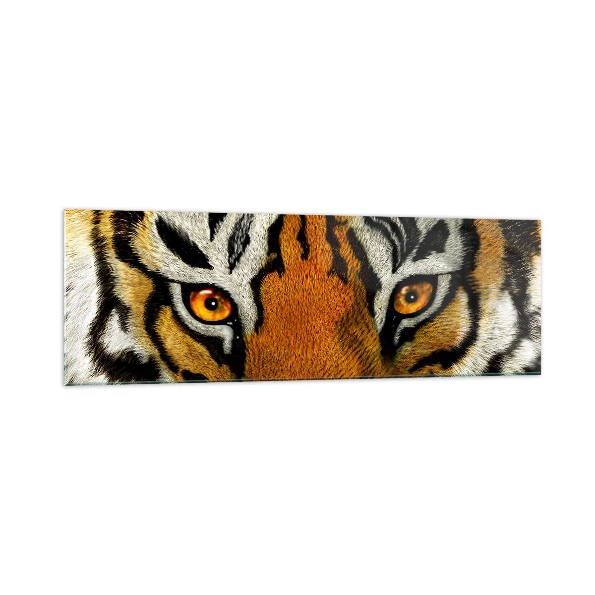 Quadro su vetro - Ritratto ravvicinato di una tigre dallo sguardo intenso - 160x50cm - Minacciosa e bella - Decorazione murale moderna per soggiorno e camera da letto ARTTOR