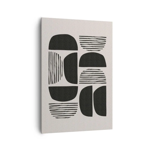 Quadro su tela - Stampe su Tela - Geometria con semicerchi e linee in nero su sfondo chiaro - 70x100cm - Sistemi di metà - Decorazione murale moderna per soggiorno e camera da letto ARTTOR