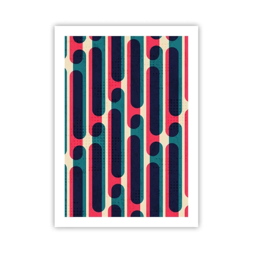 Poster - Motivo geometrico nei toni del rosso e del blu - 50x70cm - Avanti fino in fondo - Decorazione murale moderna per soggiorno e camera da letto ARTTOR