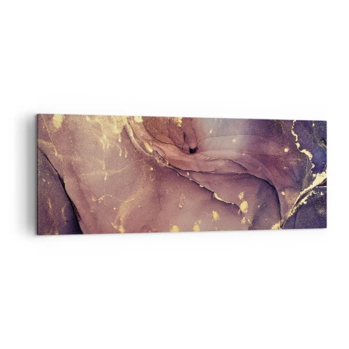 Quadro su tela - Stampe su Tela - Composizione astratta con sfumature di oro e viola - 140x50cm - Materia e spirito - Decorazione murale moderna per soggiorno e camera da letto ARTTOR