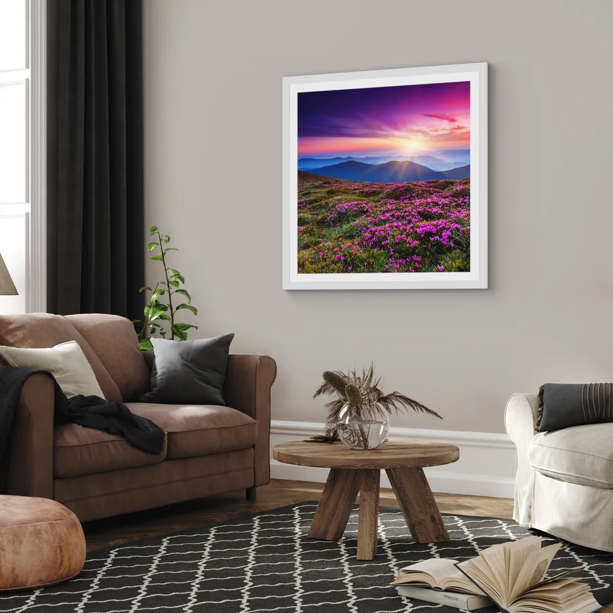 Poster in cornice bianca - Il profumo dei fiori freschi del campo - 60x60 cm