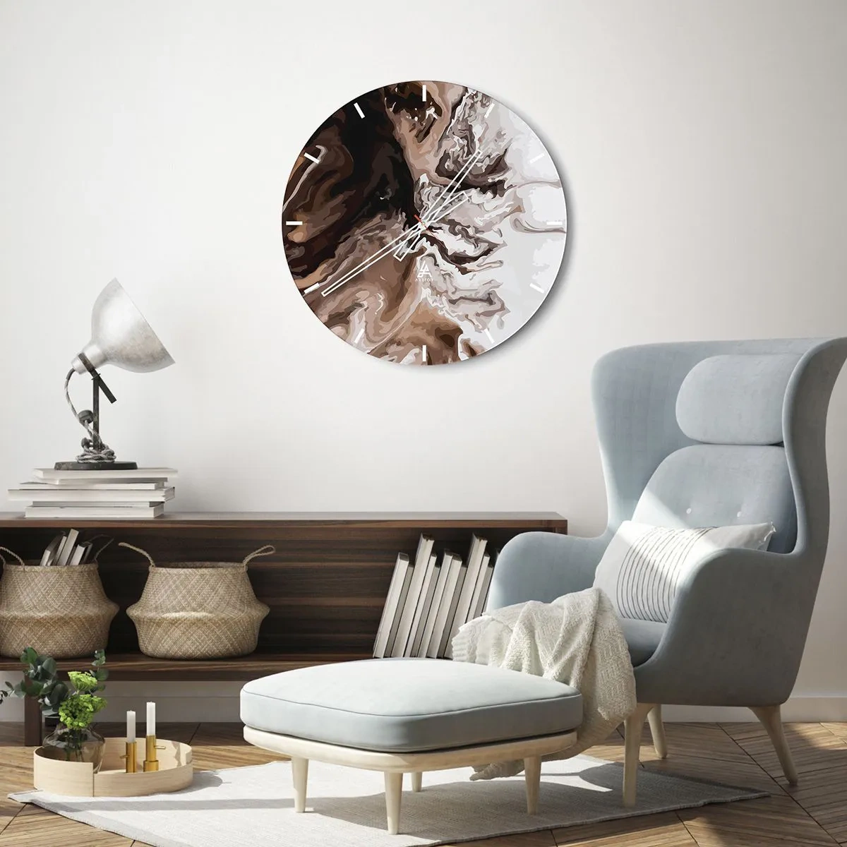 Orologio da parete - Orologio in Vetro - Contrasto di colori - 40x40 cm