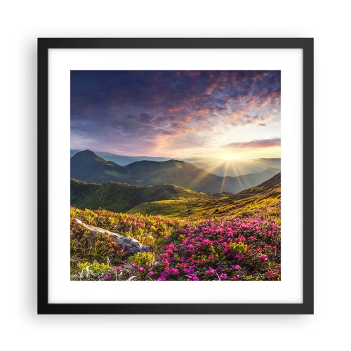 Poster in cornice nera - La freschezza di un mattino sui monti - 40x40 cm