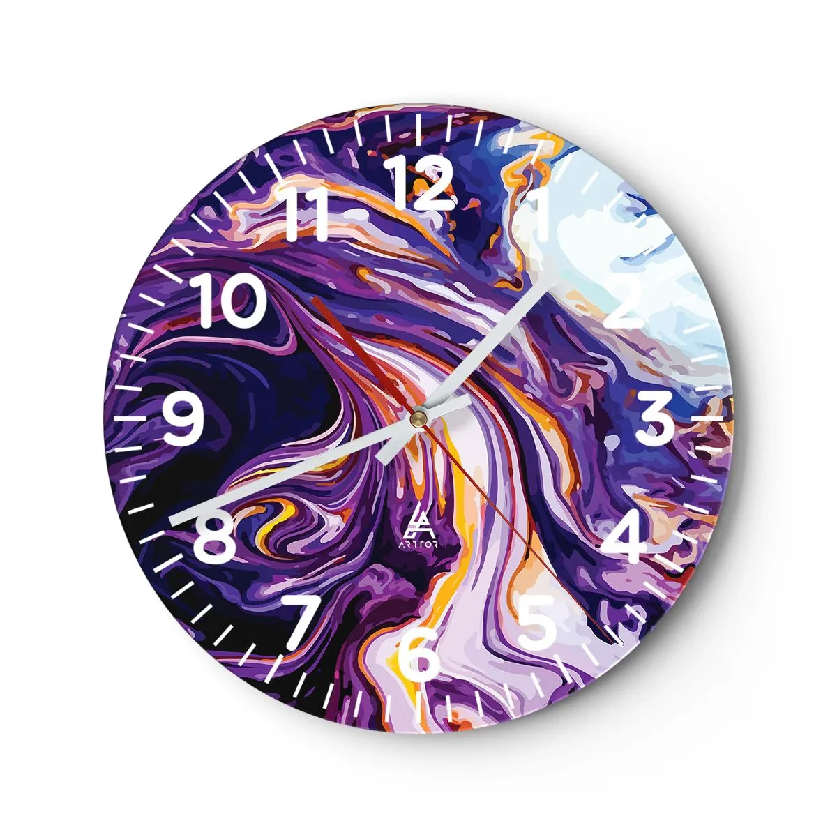 Orologio da parete - Orologio in Vetro - Curvatura dello spazio in viola - 30x30 cm
