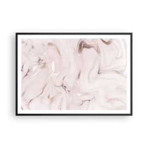 Poster in cornice nera - Elegante astrazione nei toni del rosa e dell'oro - 100x70cm - Nella follia rosa - Decorazione murale moderna per soggiorno e camera da letto ARTTOR