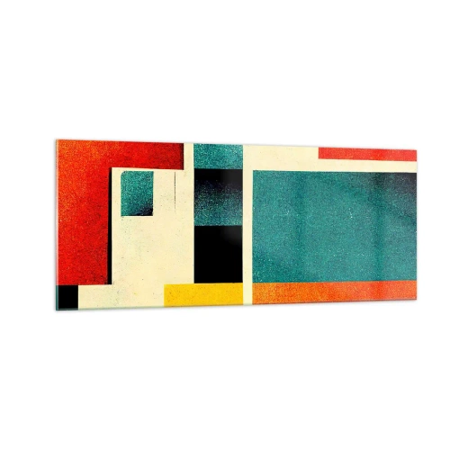Quadro su vetro - Astrazione geometrica: energia buona - 100x40 cm