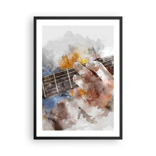 Poster in cornice nera - Mano artistica che suona la chitarra in stile acquerello - 50x70cm - Poesia tra le corde - Decorazione murale moderna per soggiorno e camera da letto ARTTOR