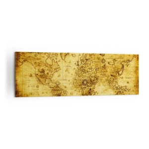 Quadro su tela - Stampe su Tela - Antica mappa del mondo d'epoca - 160x50cm - Questo mondo è strano - Decorazione murale moderna per soggiorno e camera da letto ARTTOR