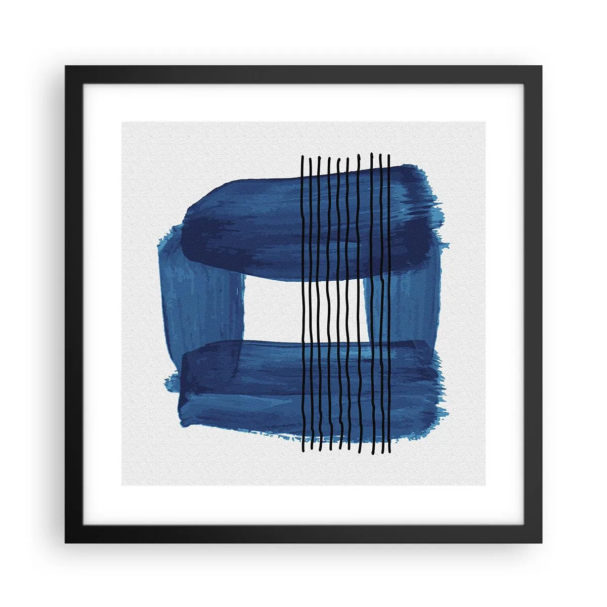 Poster in cornice nera - Composizione blu e nera - 40x40 cm