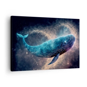 Quadro su tela - Stampe su Tela - Una balena spaziale con una galassia sullo sfondo - 70x50cm - Esiste un mondo... - Decorazione murale moderna per soggiorno e camera da letto ARTTOR