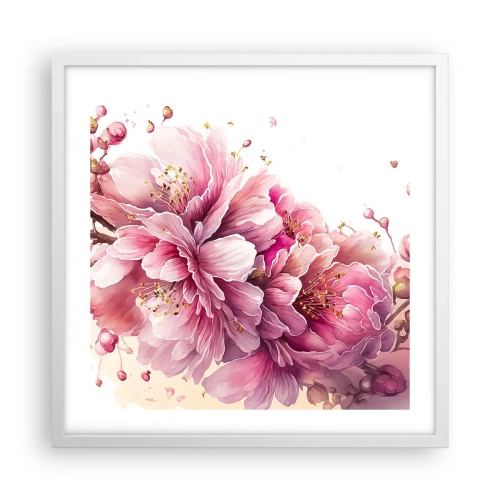 Poster in cornice bianca - Fiore di ciliegio - 50x50 cm