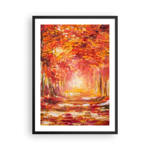 Poster in cornice nera - Un pittoresco viale nei colori autunnali - 50x70cm - Foresta di rame - Decorazione murale moderna per soggiorno e camera da letto ARTTOR