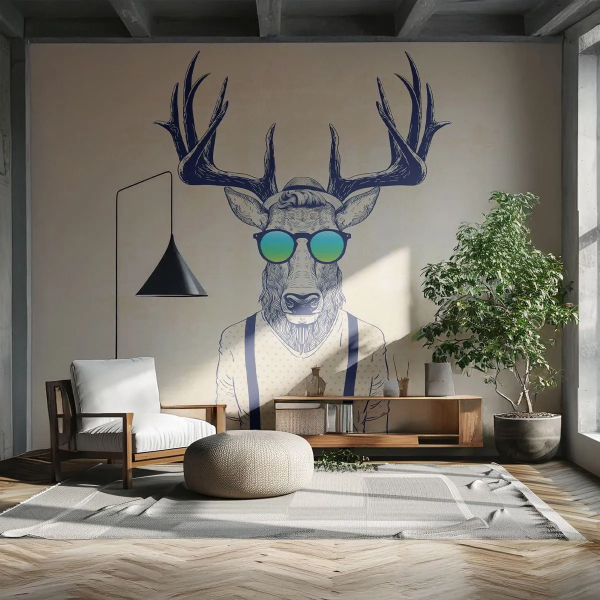 Fotomurale su misura Premium Canvas - E chi ti aspettavi? - Astrazione, Pezzo, Cervo