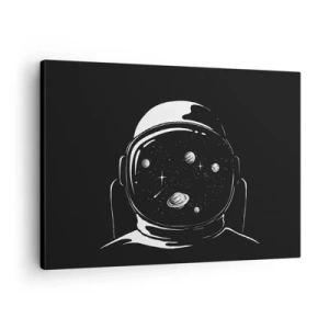 Quadro su tela - Stampe su Tela - Un casco da astronauta minimalista con vista sullo spazio - 70x50cm - Panorama niente male - Decorazione murale moderna per soggiorno e camera da letto ARTTOR