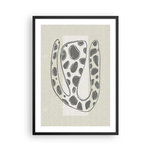Poster in cornice nera - Forma organica astratta in tonalità di grigio - 50x70cm - Creatura stranissima - Decorazione murale moderna per soggiorno e camera da letto ARTTOR