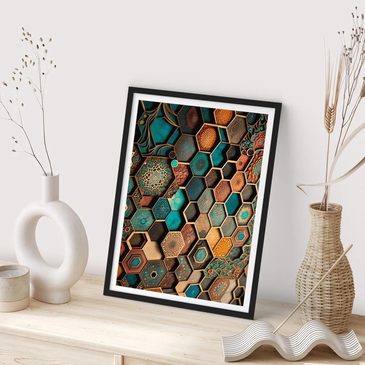 Poster in cornice nera - Decorazioni arabe: variazione - 30x40 cm