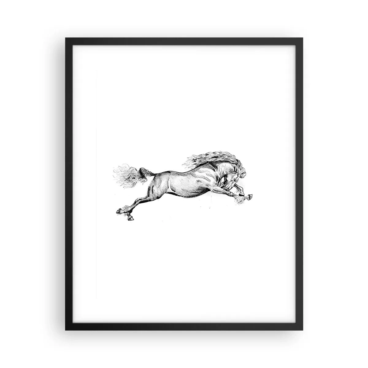 Poster in cornice nera - Fermo al galoppo - 40x50 cm