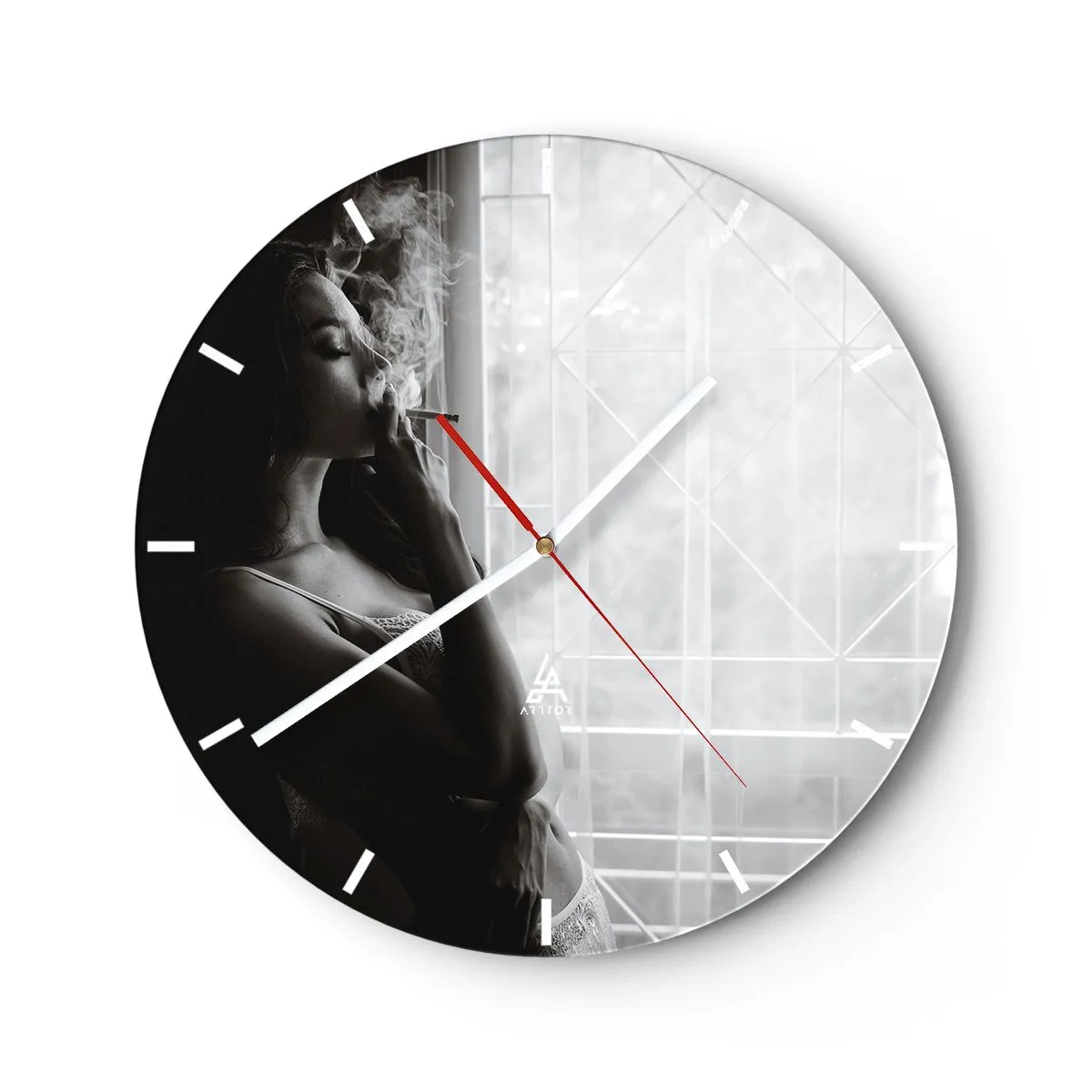 Orologio da parete - Orologio in Vetro - Attimo sensuale - 40x40 cm