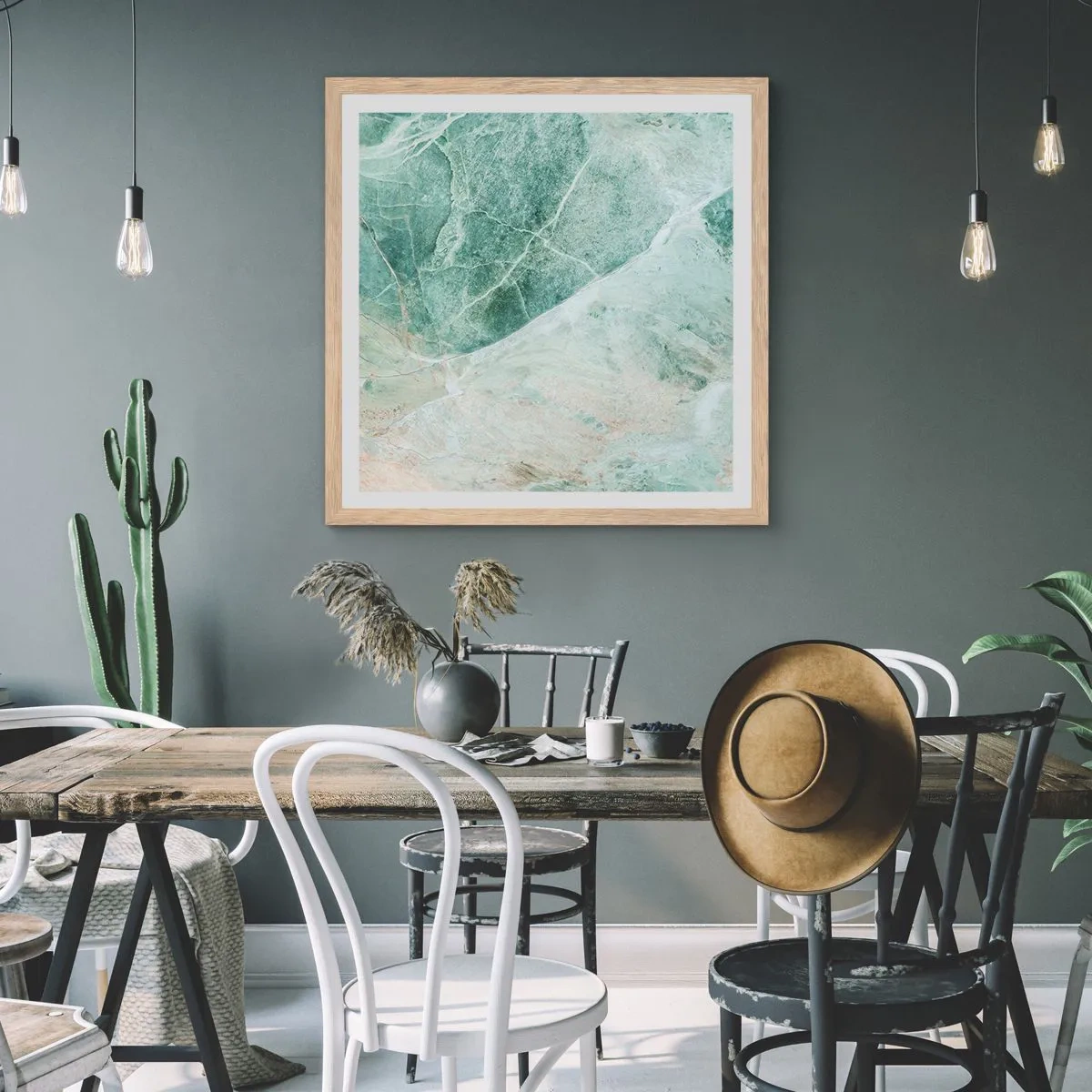 Poster in cornice rovere chiaro - Il freddo nobile della pietra - 30x30 cm